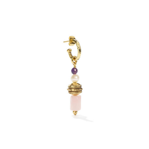 订购4周到｜Goossens Paris-Syracuse-珍珠 粉色石英 吊坠耳环［法国设计师］ 商品图0