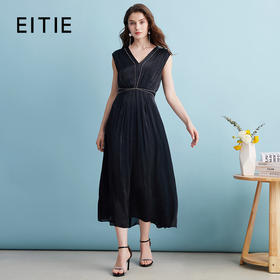EITIE爱特爱夏季新款气质优雅高腰V领显瘦礼服长裙连衣裙7477103