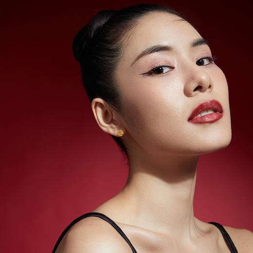 周六福黄金耳饰女5G金国潮福牌耳钉岁岁有福计价无极金送女友礼物 商品图3