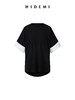 HIDEMI 极简条纹卷边拼接设计感龟背廓形针织棉短袖 黑色/卡其米 商品缩略图7