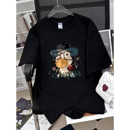 【限时价】喜出100%棉-潮牌趣味眼镜鸭鸭  印花情侣T恤 商品图3