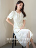 【专属特价】熙世界雾感醋酸新中式连衣裙2025新款泡泡袖绣花仙女裙国风裙子 商品缩略图1