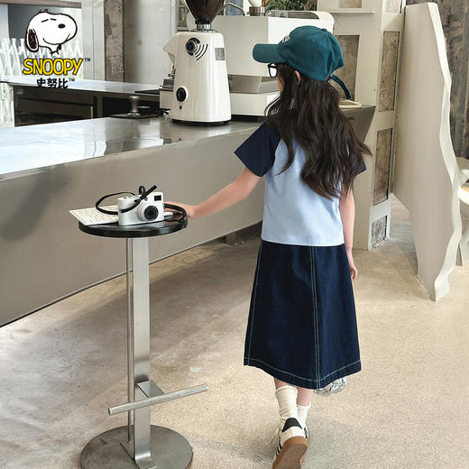 【130-160】【史努比】女童短款插肩袖修身T恤（95%棉 5%氨纶） 商品图3