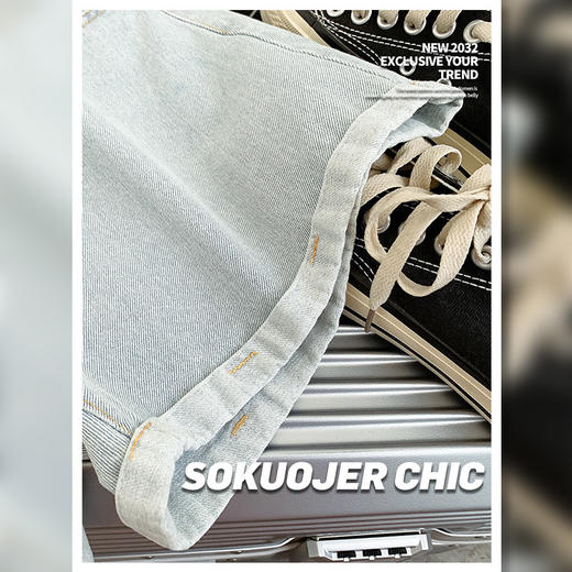 夏季新款【高品质高腰牛仔短裤女】宽松显瘦外穿 韩版松紧腰阔腿热裤 商品图4