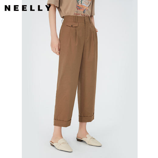 NEELLY纳俪商场同款工装风休闲裤女夏季百搭通勤显瘦直筒裤九分裤N24051H01156 商品图1