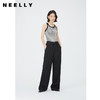NEELLY纳俪商场同款黑色松紧腰系带休闲裤女夏季百搭拖地直筒裤N24051H01154 商品缩略图0