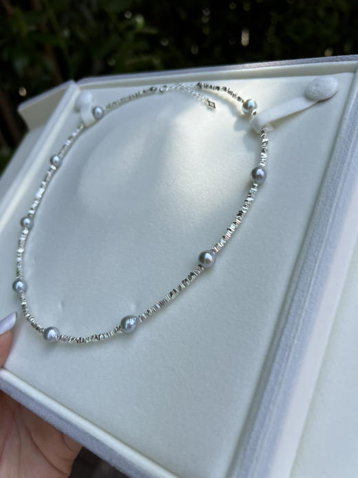 425-5无调色真多麻碎银子满天星项链 7-8mm真多麻海水珠 性价比max 商品图0