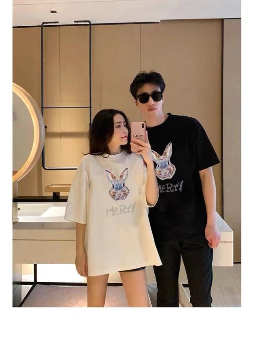 【限时价】喜出100%棉- 防钻兔头 印花情侣T恤 商品图0