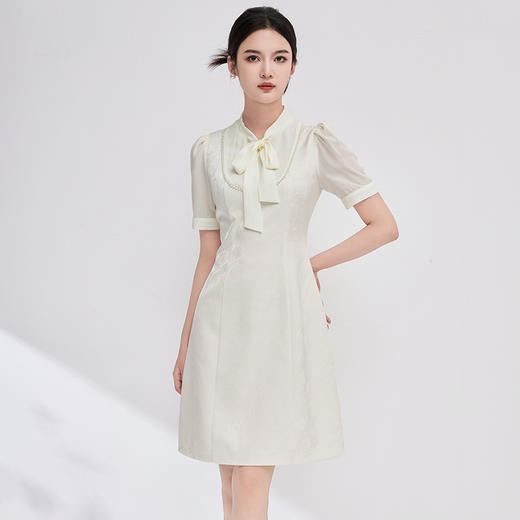名媛气质小香风蝴蝶结，系带钉珠连衣裙WLZD-2413509 商品图2