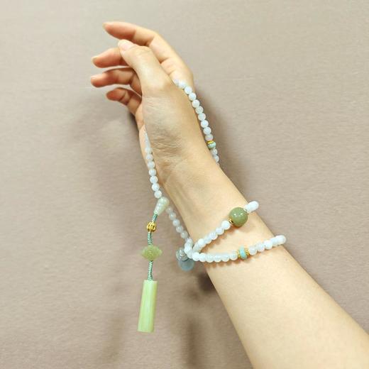 和田玉香氛项链(108颗念珠+翡翠2颗+黄玉1颗+海蓝宝香氛葫芦瓶)手链毛衣链精油香氛 商品图2