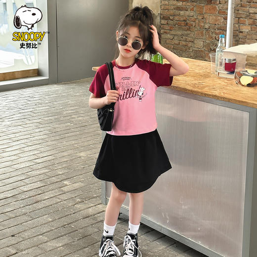 【130-160】【史努比】女童短款插肩袖修身T恤（95%棉 5%氨纶） 商品图4