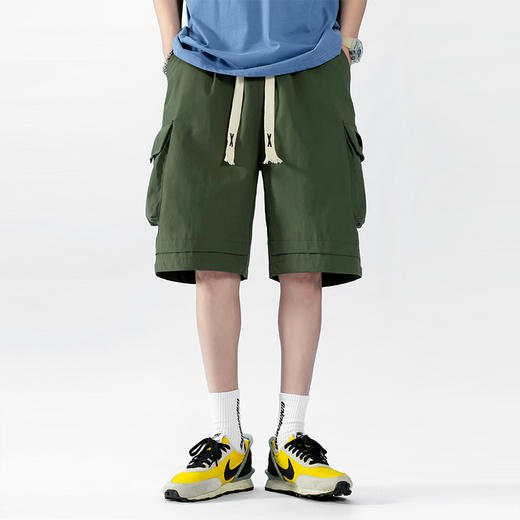 【新款DJR】大依优型大码五分裤工装短裤大号裤子弹力透气加肥加大夏季松紧腰宽松运动短裤沙滩裤 商品图1