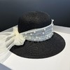 优雅编珍珠网纱，遮阳帽蝴蝶结法式帽LJX-007 商品缩略图3