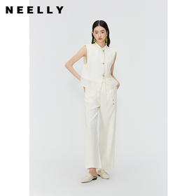 NEELLY纳俪商场同款新中式窄版阔腿裤女夏季轻薄垂顺直筒裤休闲裤N24045H01124