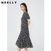 NEELLY纳俪商场同款桑蚕丝V领碎花连衣裙女下摆不规则显瘦中长裙N24045Y01107 商品缩略图2
