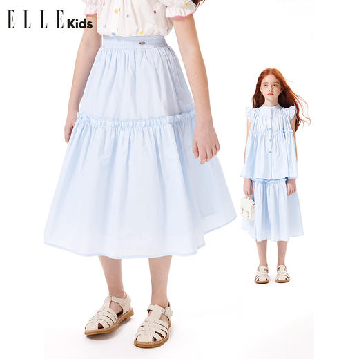 ELLEKIDS 童装 法式木耳边棉布半身裙 商品图0