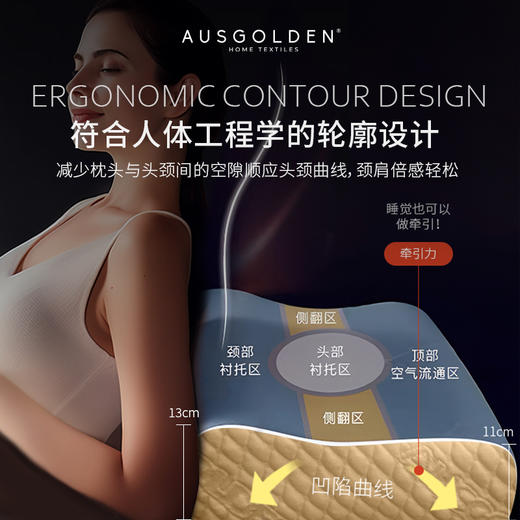 【完税】澳大利亚 AusGoldenM系列艾尔利黄金玻尿酸乳胶枕 商品图4