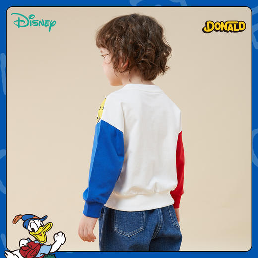 迪士尼童装男童唐老鸭印花套头上衣春秋款男宝宝撞色潮酷连帽卫衣233S1859 商品图2