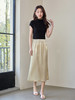 【五折购】熙世界100%醋酸缎面半身裙高级感2025夏季新款开叉褶皱直筒长裙 商品缩略图4