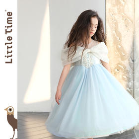 littletime女童连衣裙2024春夏新款短袖中大儿童洋气泡泡袖公主裙