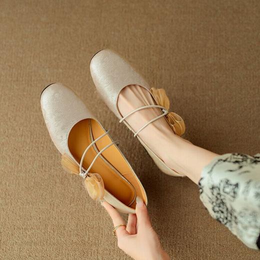 【预售5天】文艺复古风蝴蝶结玛丽珍女鞋，圆头粗跟气质百搭浅口单鞋NJMK&K963 商品图4