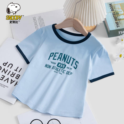 【130-165】【撞色收腰潮流t恤】【史努比】女童夏季撞色收腰潮流t恤（95%棉 5%氨纶） 商品图12