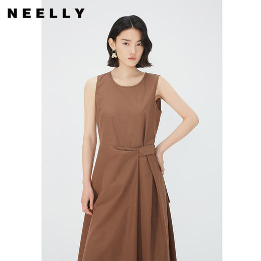 NEELLY纳俪商场同款棕色无袖连衣裙女夏季简约通勤显瘦休闲中长裙N24051Y01142 商品图2