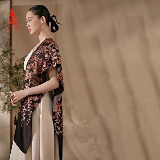 SAINTJOY/上久楷 宋锦围巾杜乐丽之花·深紫兰 深橘色 SCS20003 商品图1