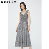 NEELLY纳俪商场同款黑白格吊带连衣裙女莱赛尔收腰显瘦度假风裙子N24051Y01146 商品缩略图1
