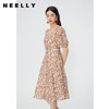 NEELLY纳俪商场同款夏季莱赛尔碎花连衣裙女气质插肩袖方领中长裙N24045Y01112 商品缩略图2