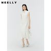 NEELLY纳俪商场同款国风立领盘扣无袖连衣裙女白色褶皱收腰中长裙N24045Y01114 商品缩略图0