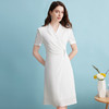 EITIE爱特爱夏季新款气质通勤钉钻收腰压褶纯色连衣裙B2407366 商品缩略图3