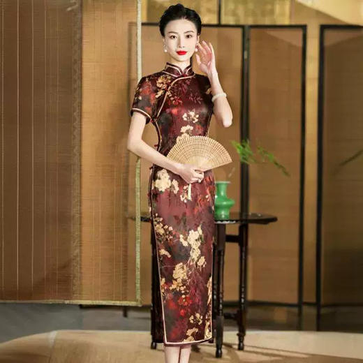 新中式香云纱旗袍，改良老上海高端国风连衣裙HQ286 商品图0