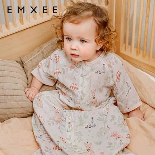 【宝宝安睡】嫚熙婴儿纱罗七分袖一体式睡袋夏季薄款宝宝防踢被儿童夏天防踢被 商品图5