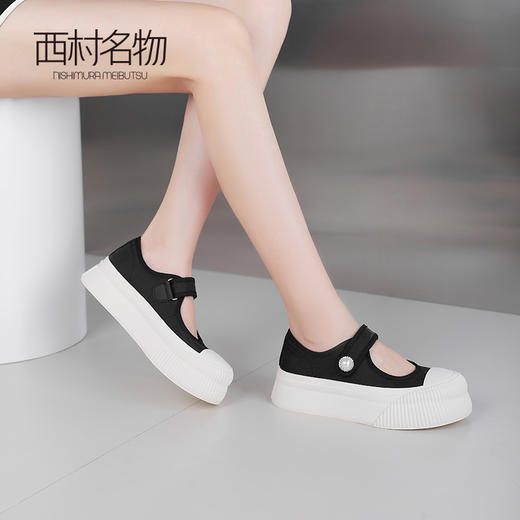 西村名物2024夏季休闲百搭玛丽珍厚底增高搭扣新中式松糕鞋女T24AE13561 商品图3
