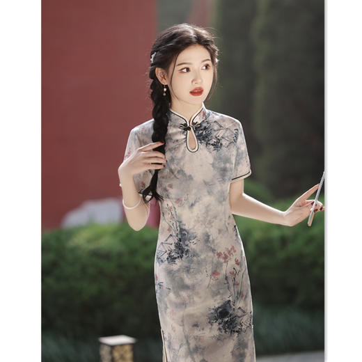 复古国风绸缎提花，中长款旗袍GX-21845 商品图3