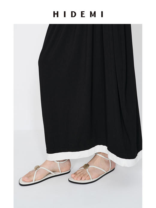 HIDEMI 昨日我是月亮系列月亮石交叉带设计感平底凉鞋 乌木棕/白色 商品图7