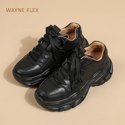 WAYNE FLEX韦恩时尚透气白色轻便厚底小白鞋女休闲运动百搭老爹鞋WF3075 商品图9