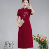 XGTQ24029红桃2024夏装新款改良国风红色喜庆婚宴婆婆礼服送考旗袍裙 商品缩略图1