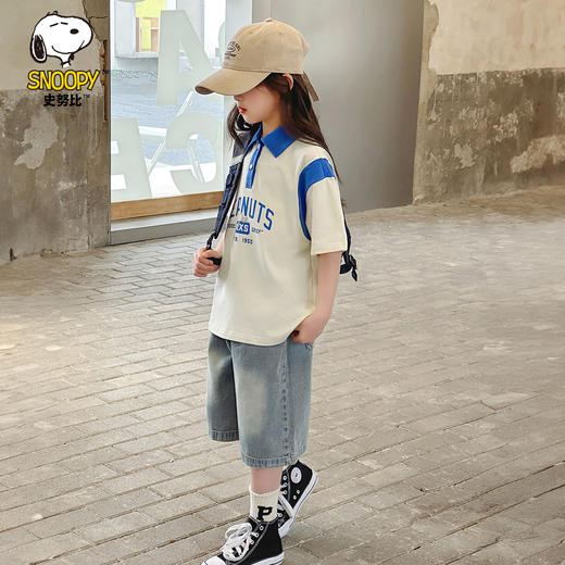 【130-165】【史努比】女童短袖学院风POLO衫中大童翻领T恤 商品图8