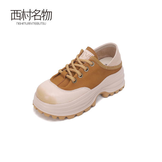 西村名物2024夏季新品真皮百搭厚底增高复古运动鞋防滑休闲鞋女T24AM13621 商品图1