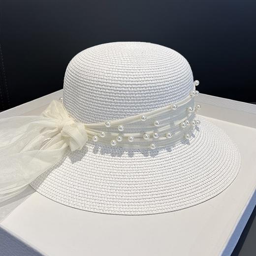 优雅编珍珠网纱，遮阳帽蝴蝶结法式帽LJX-007 商品图2