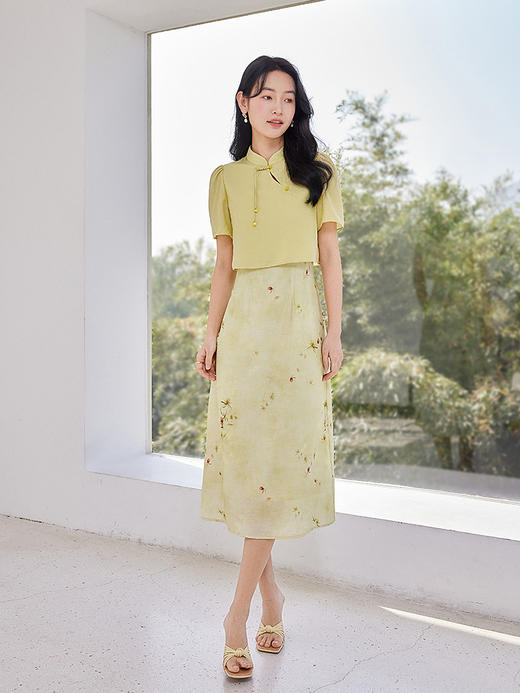 【专属特价】熙世界新中式复古国风连衣裙套装夏气质改良旗袍吊带裙子两件套 商品图4