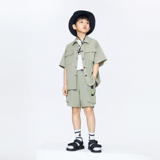 男童工装风衬衣短袖上衣BLUE新款安奈儿童装实体店同款AB421865 商品图5