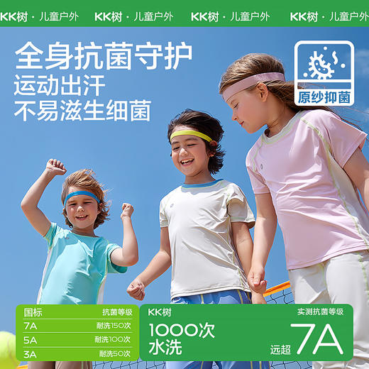 KK树儿童长袖T恤2024新款男童女童原纱速干衣短袖长裤夏装A类凉感汗跑跑速干T 商品图3