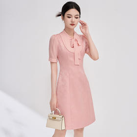 名媛气质小香风蝴蝶结，系带钉珠连衣裙WLZD-2413509