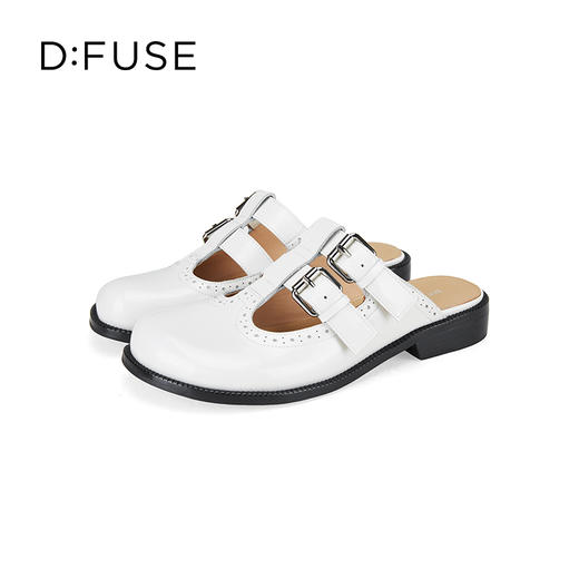【伯爵奶茶】D:FUSE迪芙斯2024夏季新款复古雕花文艺包头玛丽珍穆勒拖DF41110160 商品图4