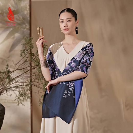 SAINTJOY/上久楷 宋锦围巾杜乐丽之花·深紫兰 深橘色 SCS20003 商品图13