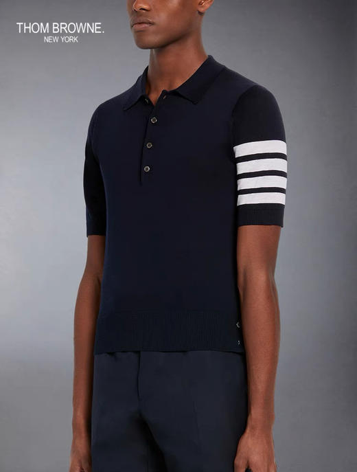 【2F】Luxemporium睿锦尚品 THOM BROWNE 男士春夏四条纹羊毛针织短袖POLO衫 商品图0