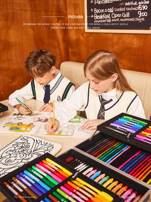 Mobee 绘画套装 新春款儿童水彩笔画笔礼盒蜡笔画画工具小学生绘画套装美术彩色笔幼儿园可水洗彩笔生日男孩女孩新年礼物（包装图案随机） 商品图1